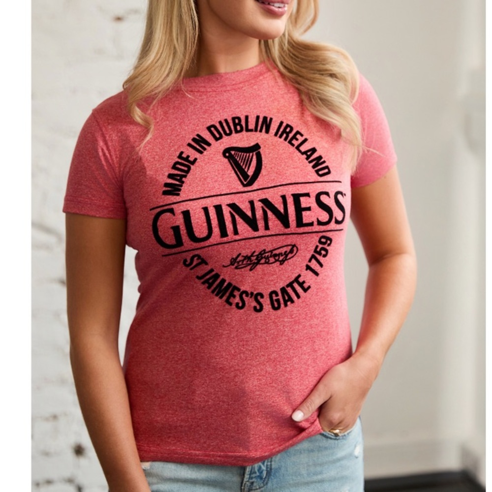 Ladies Guinness Made In Dublin Bottle Label T-Shirt